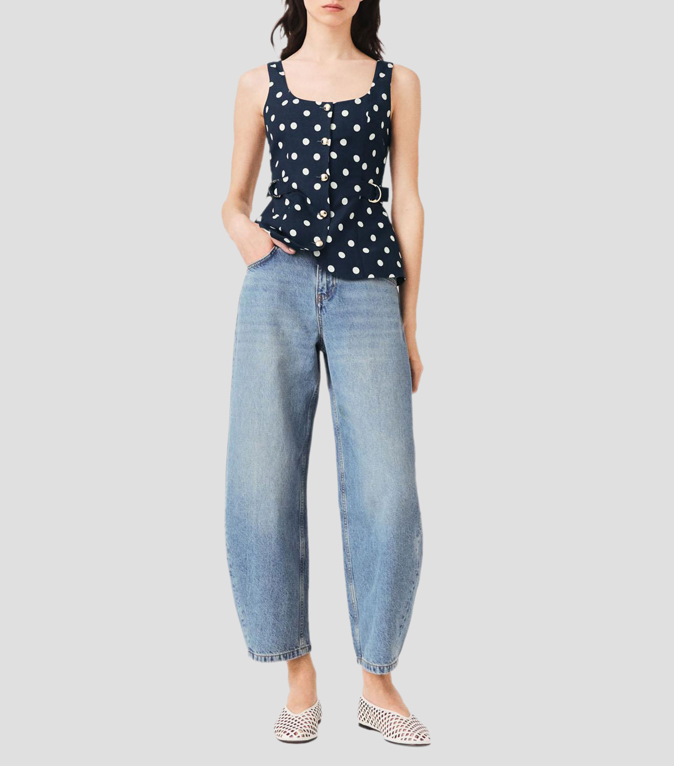 Blusa estampada sin mangas Mujer
